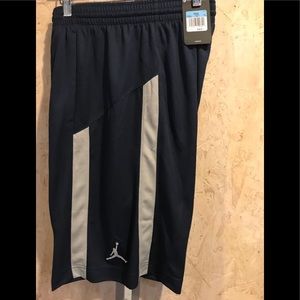 Jordan basketball 
Shorts 
Navy/grey stripes